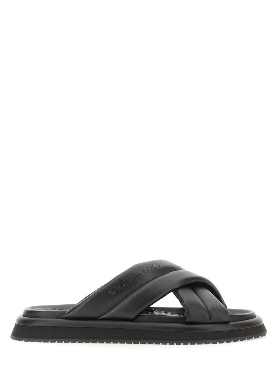 Dolce & Gabbana Men Nappa Effect Fabric Sandal DOLCE & GABBANA