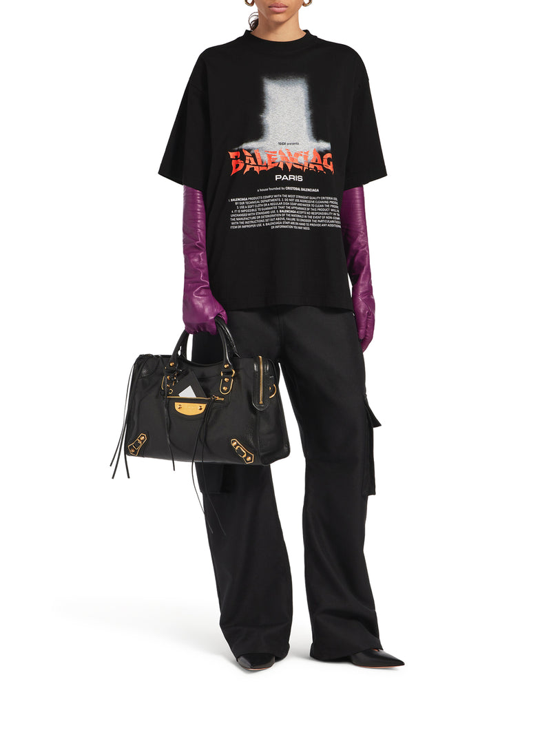 Balenciaga Women Oversized The Door T-Shirt In Dry Black Jersey BALENCIAGA
