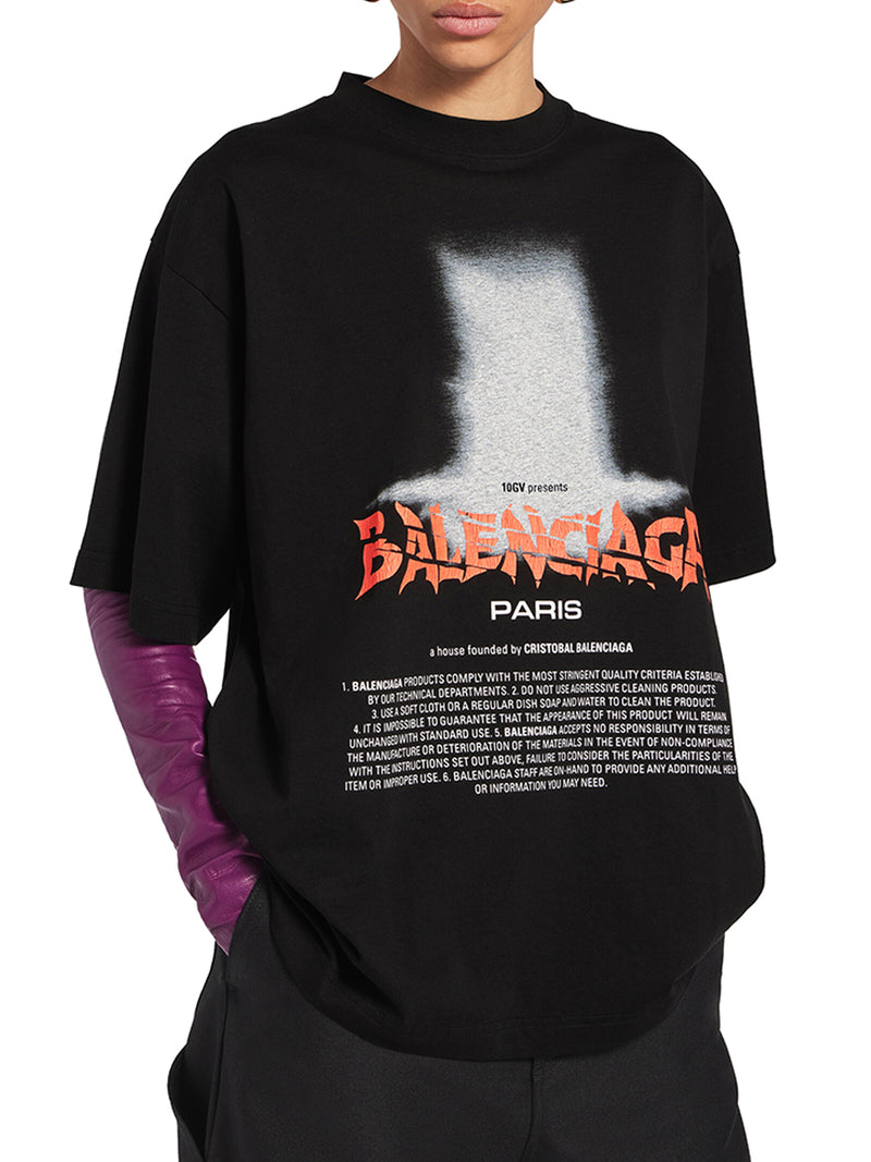 Balenciaga Women Oversized The Door T-Shirt In Dry Black Jersey BALENCIAGA