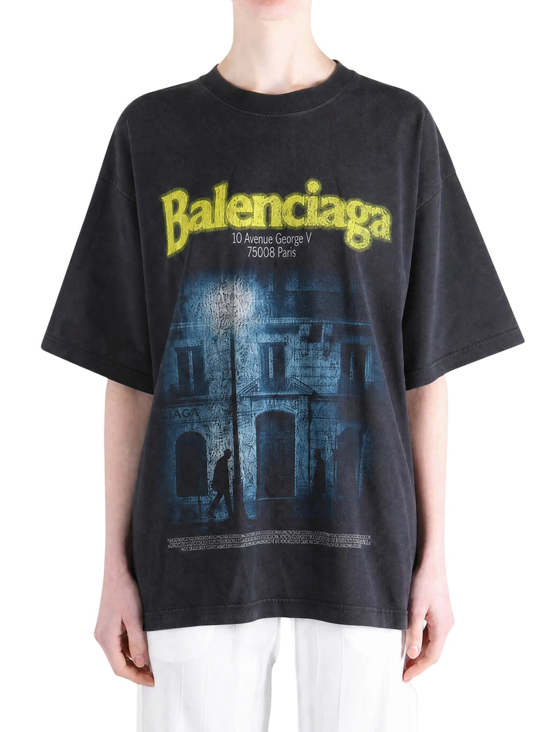 Balenciaga Women Oversized T-Shirt In Dry Black Jersey BALENCIAGA