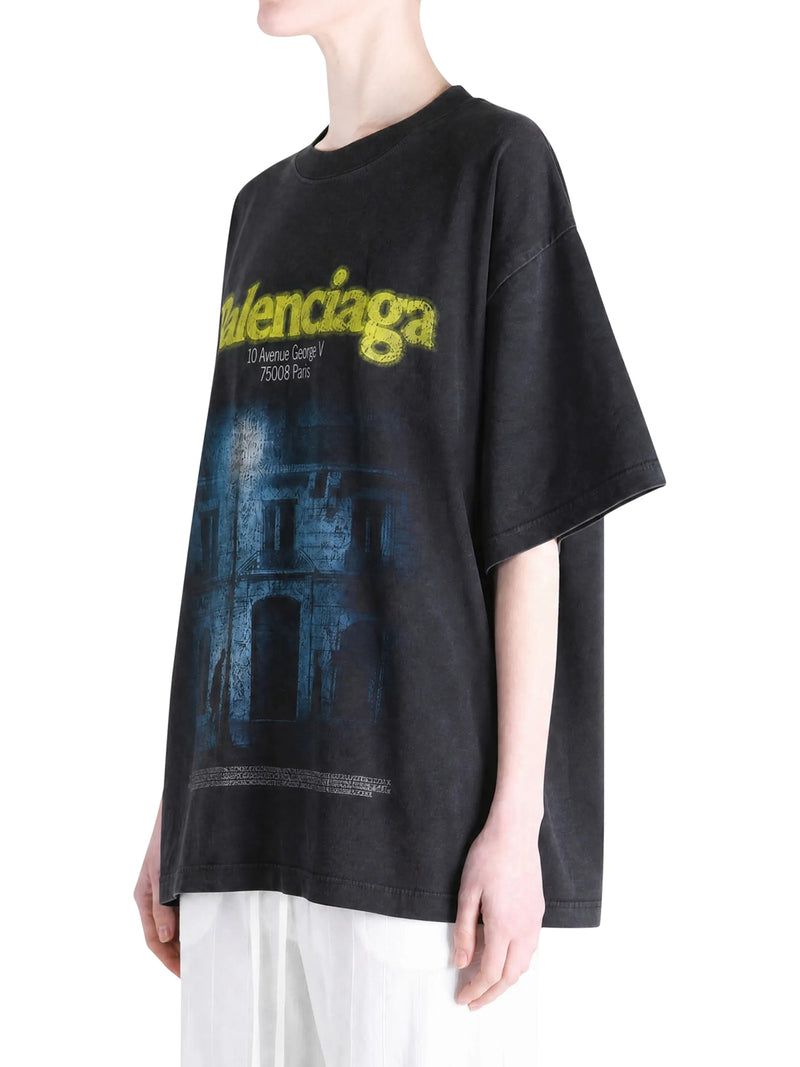 Balenciaga Women Oversized T-Shirt In Dry Black Jersey BALENCIAGA