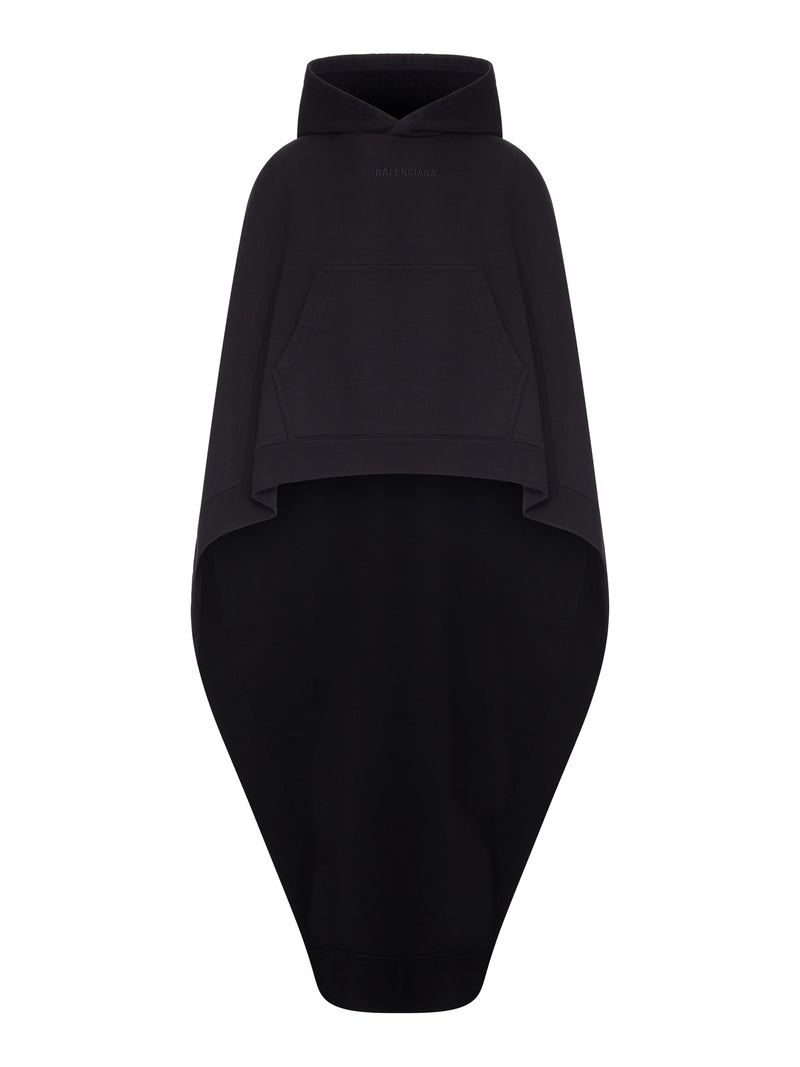 Balenciaga Women Oversized Asymmetric Hooded Sweatshirt Cape BALENCIAGA