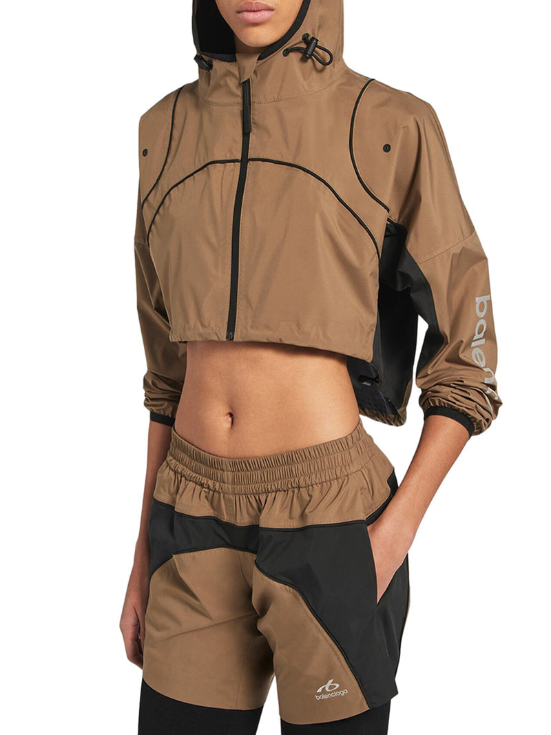Balenciaga Women Techwear Cropped Jacket In Camel BALENCIAGA
