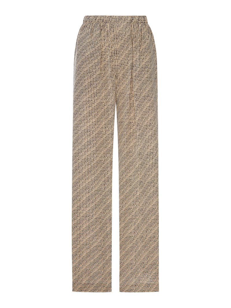 Balenciaga Women Monogram Pants In Beige And Black Silk Crepe BALENCIAGA