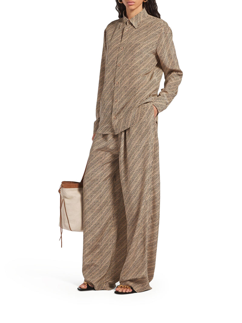 Balenciaga Women Monogram Pants In Beige And Black Silk Crepe BALENCIAGA