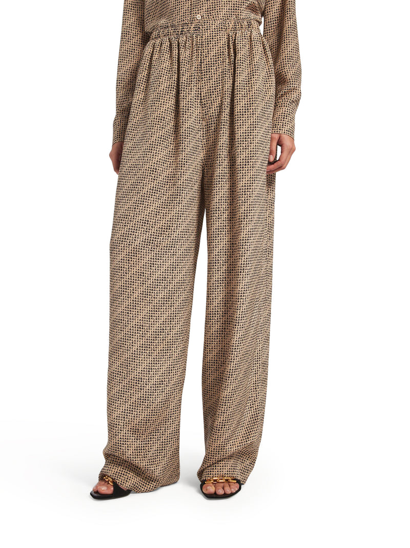 Balenciaga Women Monogram Pants In Beige And Black Silk Crepe BALENCIAGA