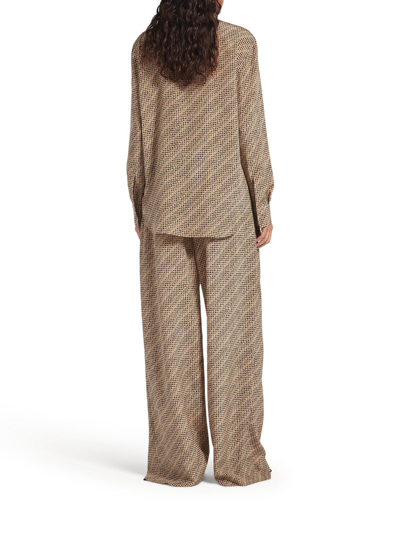 Balenciaga Women Monogram Pants In Beige And Black Silk Crepe BALENCIAGA