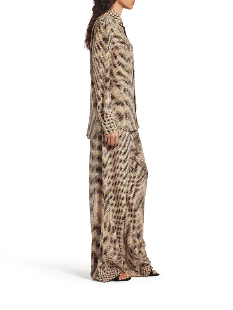 Balenciaga Women Monogram Pants In Beige And Black Silk Crepe BALENCIAGA