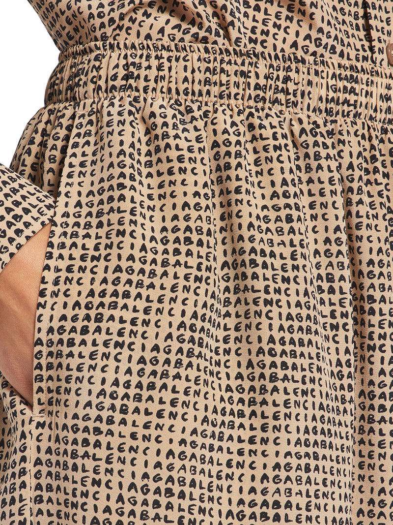 Balenciaga Women Monogram Pants In Beige And Black Silk Crepe BALENCIAGA