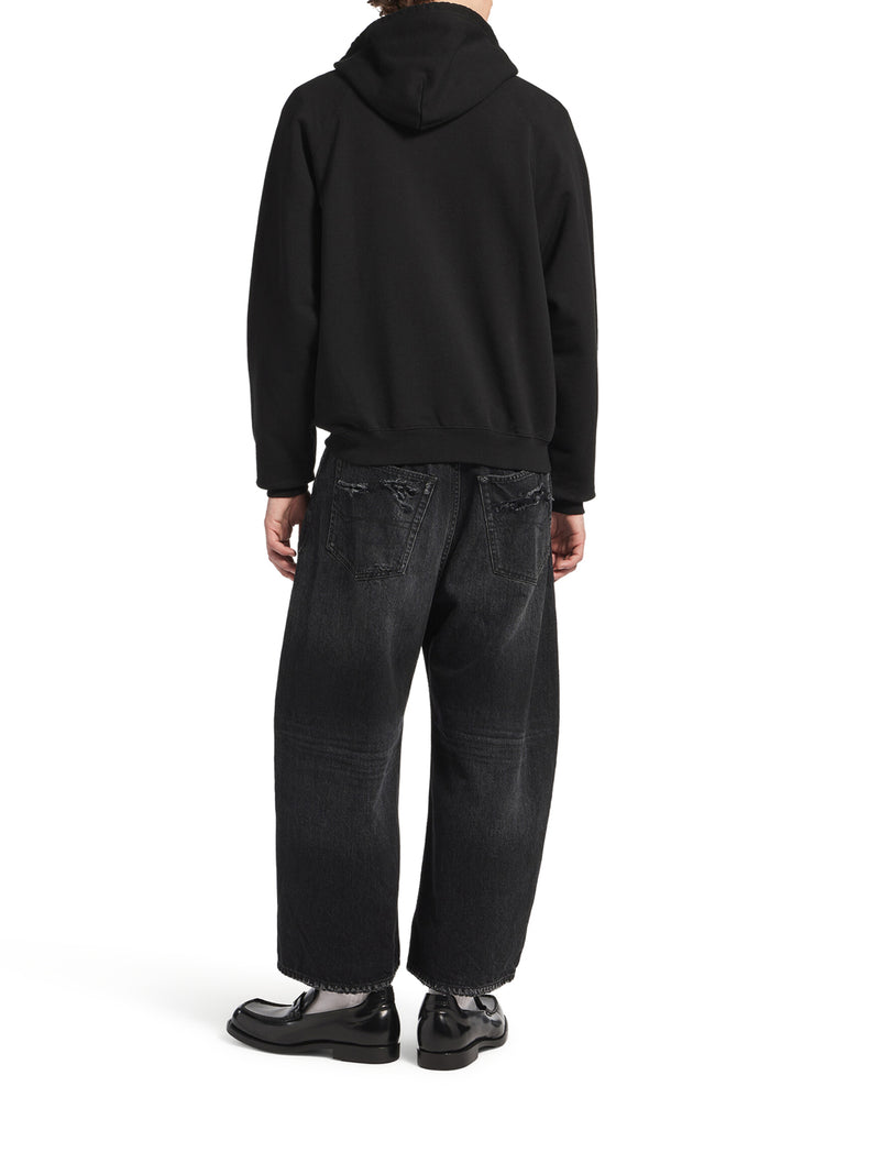 Balenciaga Men The Door Oversized Zip Sweatshirt In Black Dry Fleece BALENCIAGA