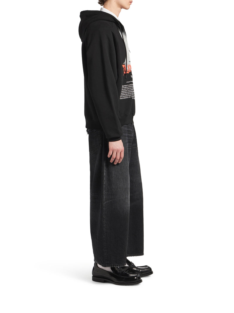 Balenciaga Men The Door Oversized Zip Sweatshirt In Black Dry Fleece BALENCIAGA