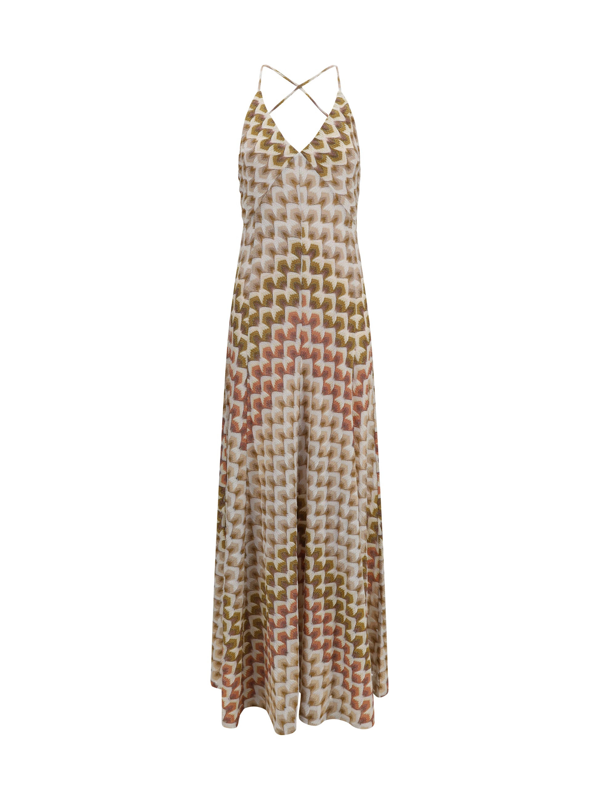 Missoni Women Long Lamé Viscose Dress With Crossed Straps MISSONI