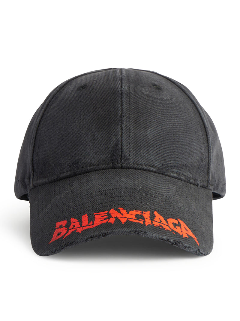 Balenciaga Men Black Cotton Drill Logo Hat BALENCIAGA