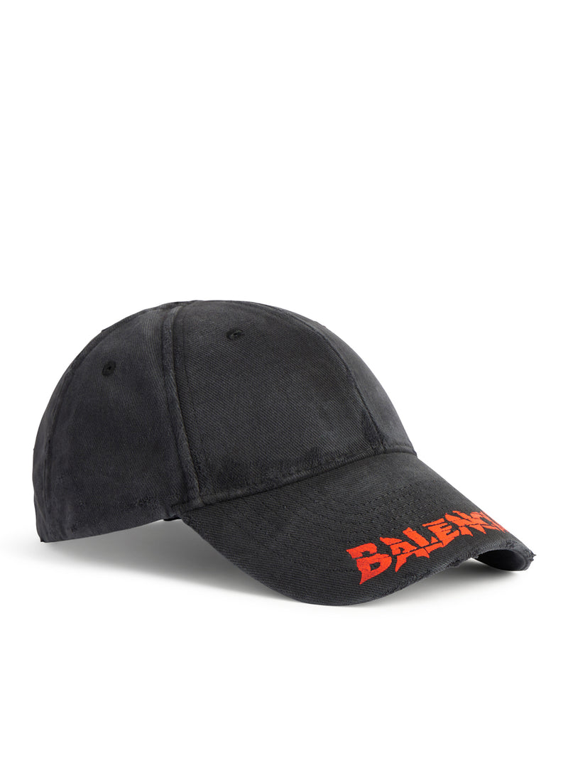 Balenciaga Men Black Cotton Drill Logo Hat BALENCIAGA