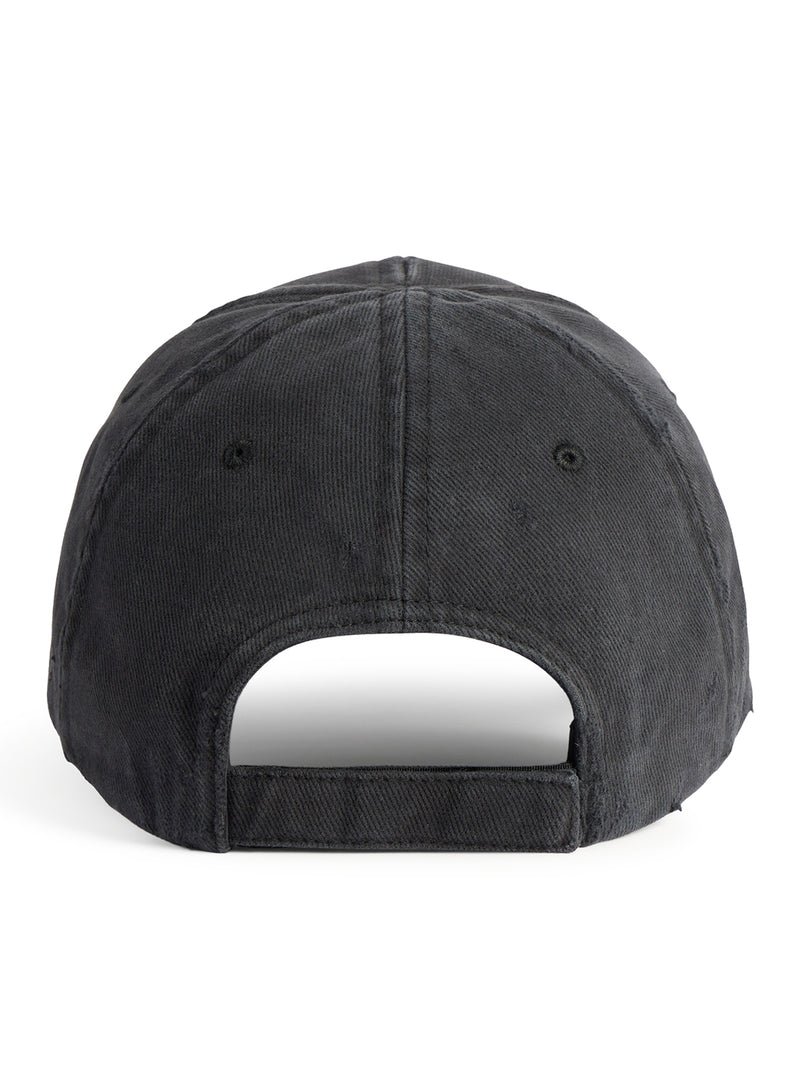 Balenciaga Men Black Cotton Drill Logo Hat BALENCIAGA