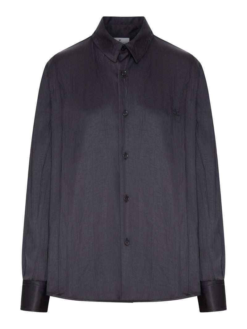 Courreges Women Oversized Shirt In Crinkled Satin COURREGES