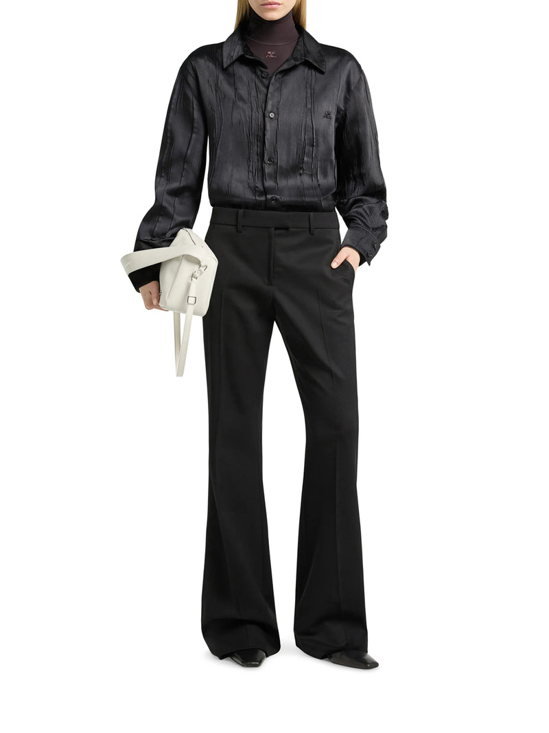 Courreges Women Oversized Shirt In Crinkled Satin COURREGES