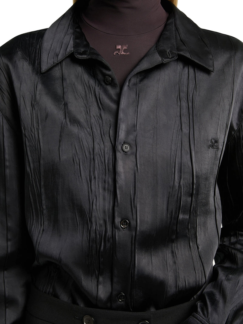 Courreges Women Oversized Shirt In Crinkled Satin COURREGES