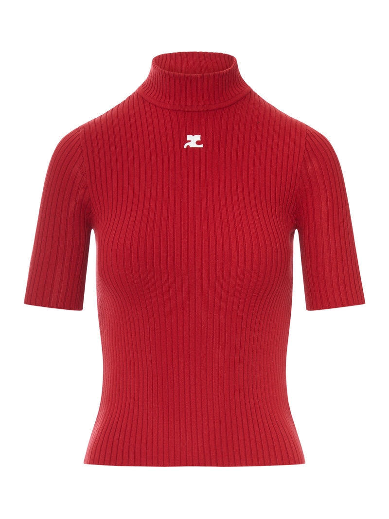 Courreges Women Reedition Short Sleeves Rib Knit Sweater COURREGES