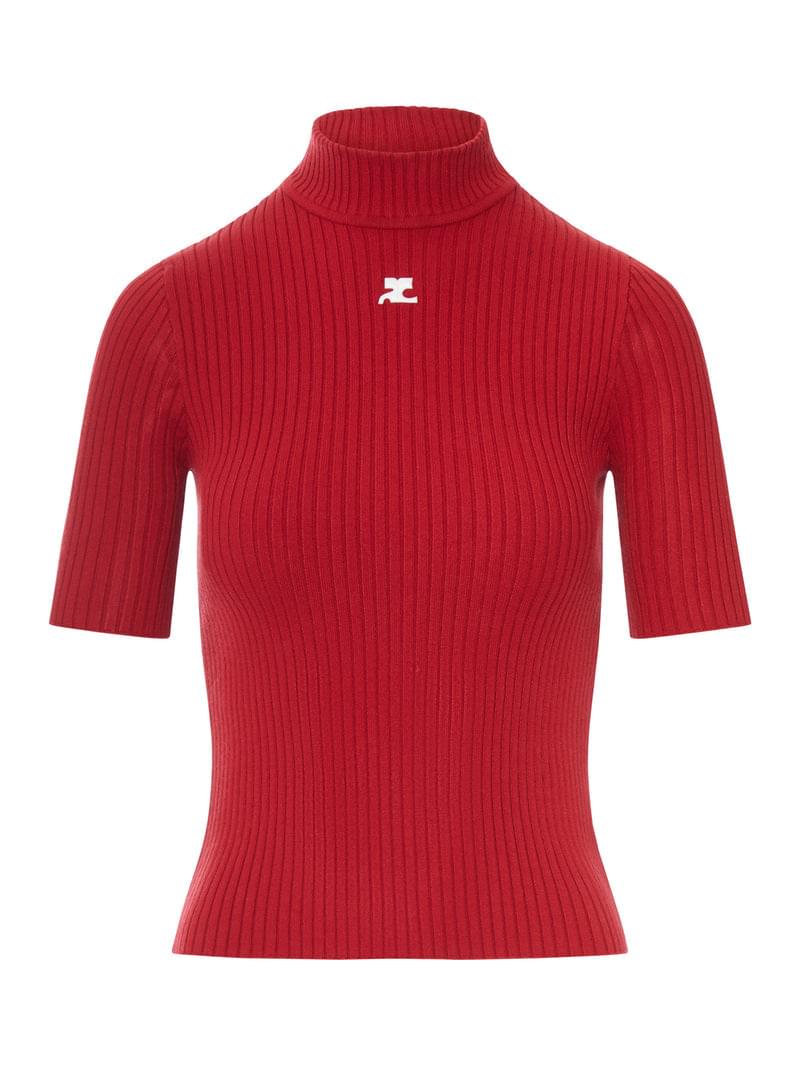 Courreges Women Reedition Short Sleeves Rib Knit Sweater COURREGES
