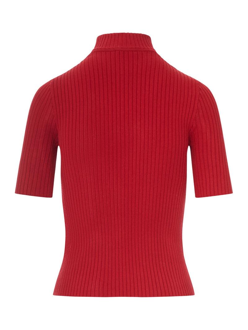 Courreges Women Reedition Short Sleeves Rib Knit Sweater COURREGES