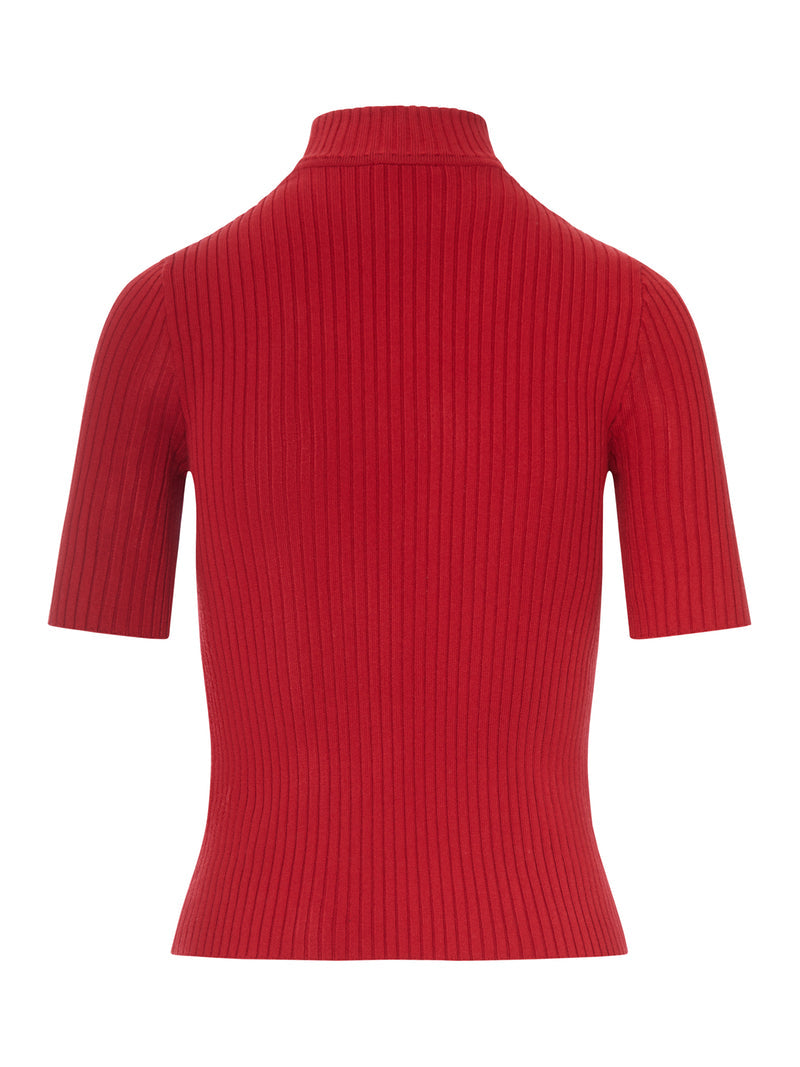 Courreges Women Reedition Short Sleeves Rib Knit Sweater COURREGES