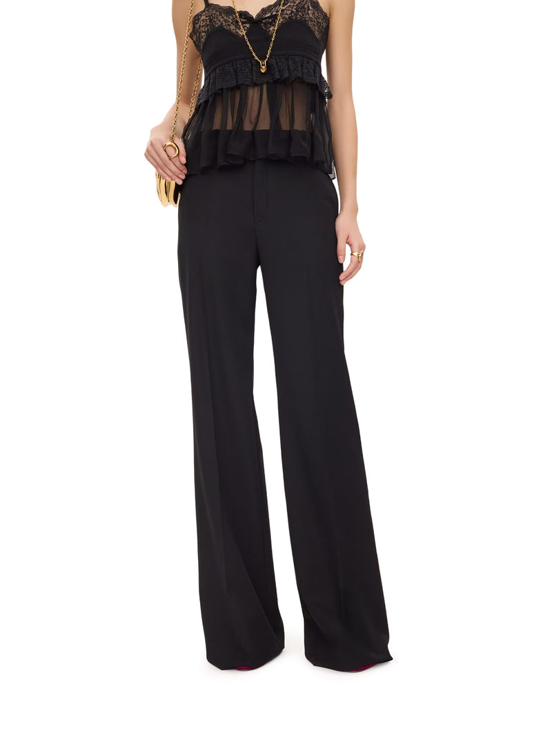 Chloe` Women High-Rise Flared Pants In Wool Grain De Poudre CHLOE