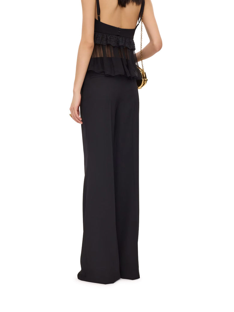 Chloe` Women High-Rise Flared Pants In Wool Grain De Poudre CHLOE