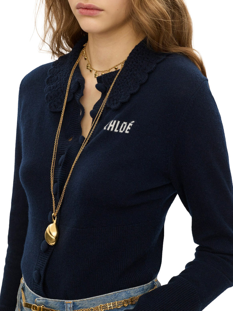 Chloe` Women Fitted Logo Cardigan In A Wool Knit CHLOE