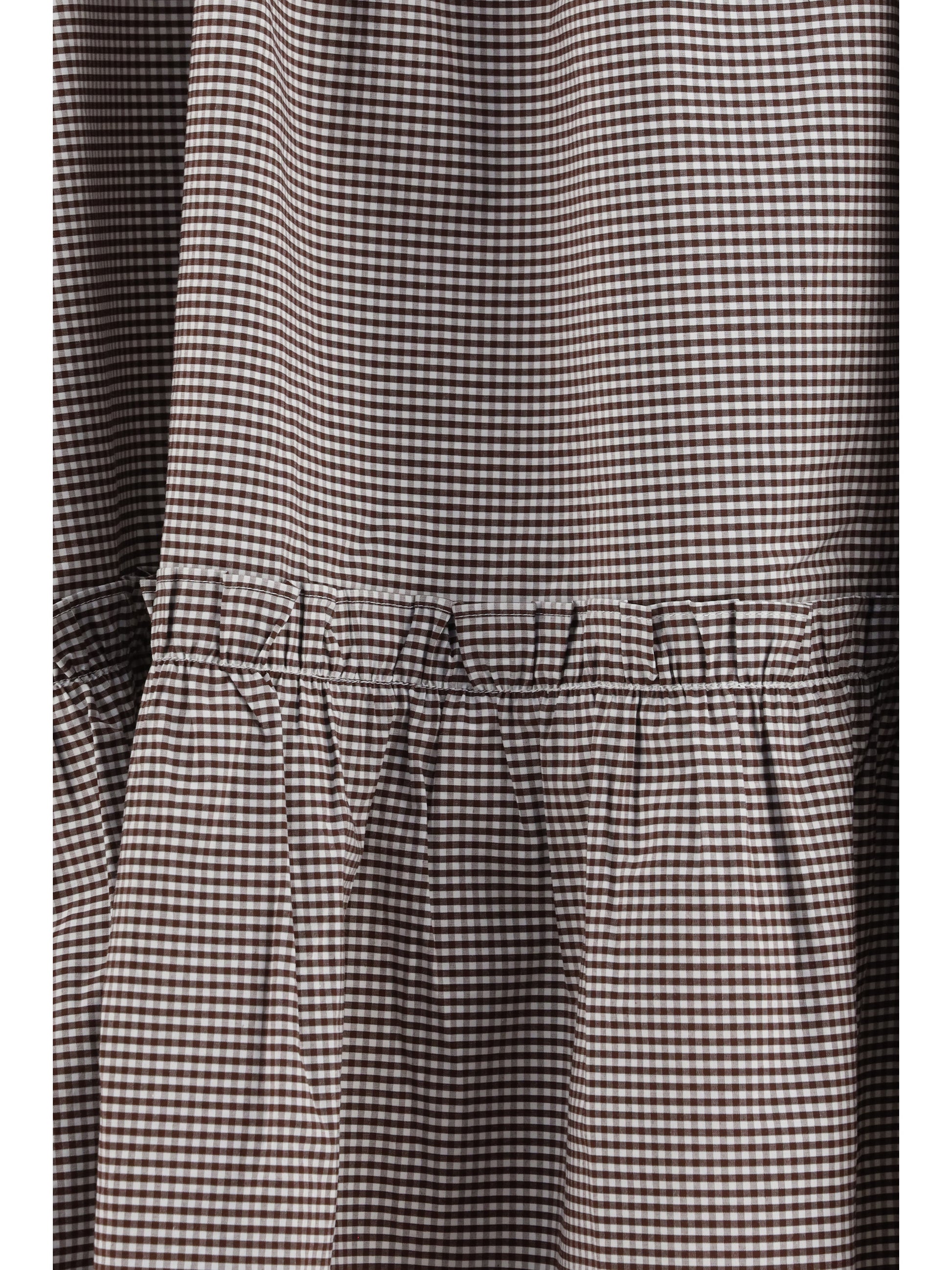Ganni Women Checked Cotton Skirt With Gathered Waist GANNI
