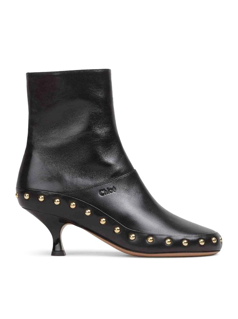 Chloe` Women Junie Leather Boots With Studded Details CHLOE