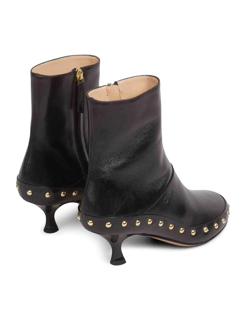 Chloe` Women Junie Leather Boots With Studded Details CHLOE