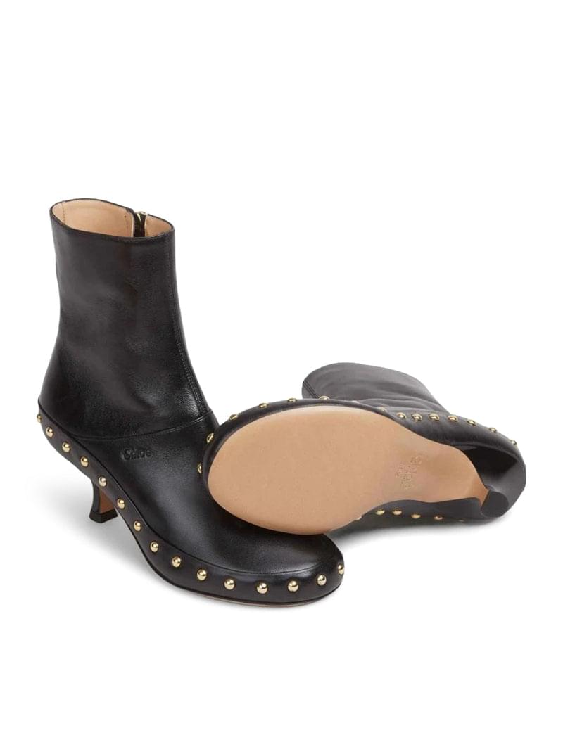 Chloe` Women Junie Leather Boots With Studded Details CHLOE