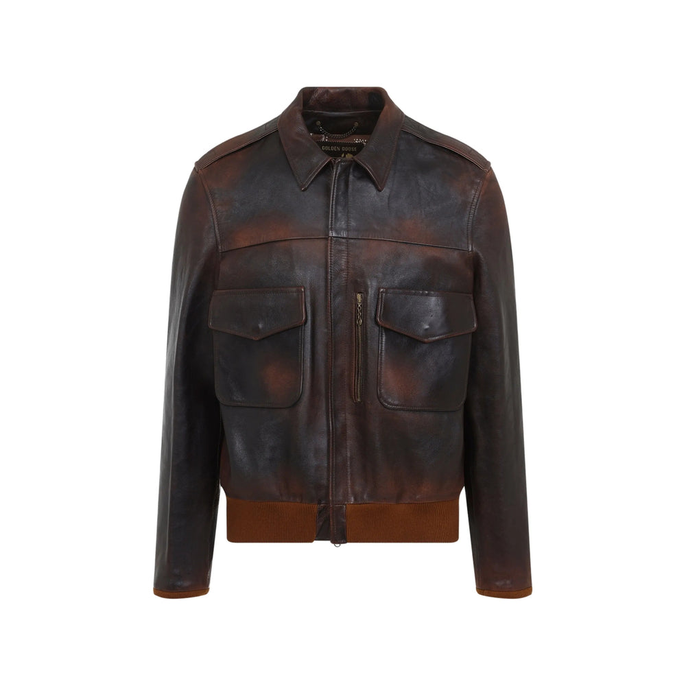 Golden Goose Brown Jackets - Leather Jackets Men GOLDEN GOOSE