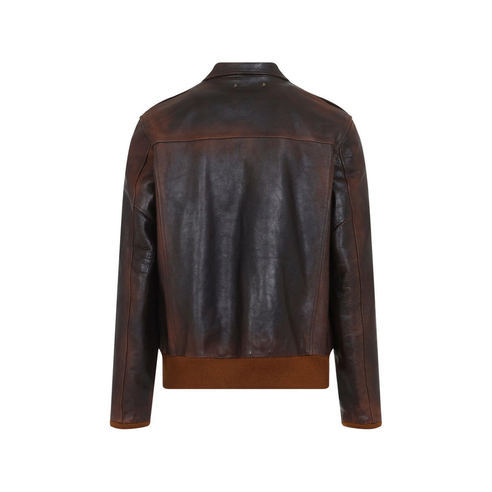 Golden Goose Brown Jackets - Leather Jackets Men GOLDEN GOOSE