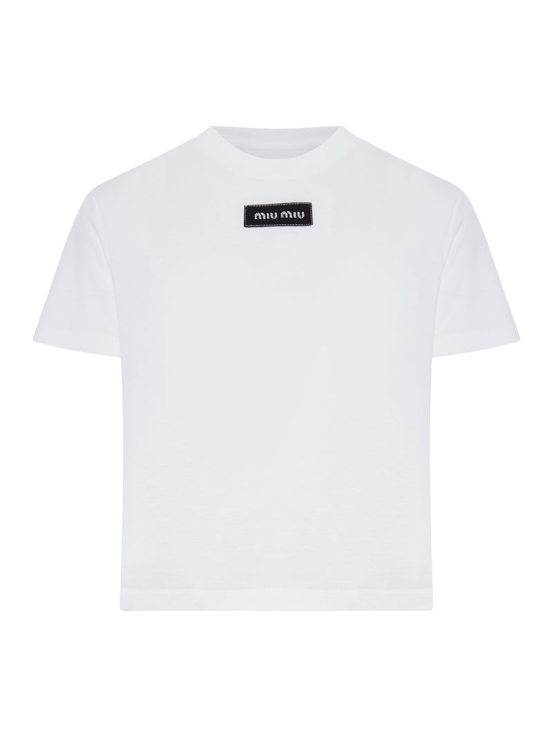 Miu Miu Women Cotton Jersey T-Shirt With An Appliqué Logo MIU MIU