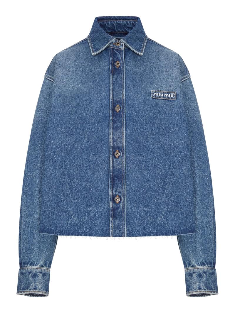 Miu Miu Women Denim Shirt With Logo MIU MIU