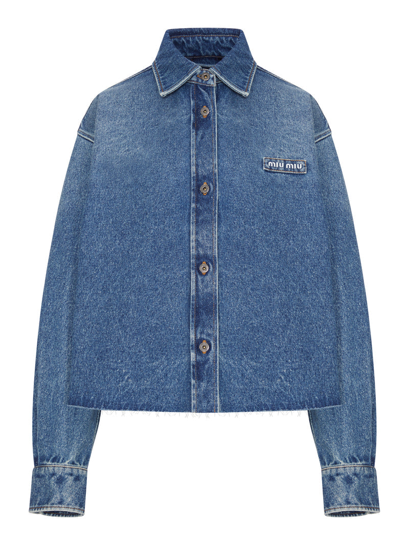 Miu Miu Women Denim Shirt With Logo MIU MIU