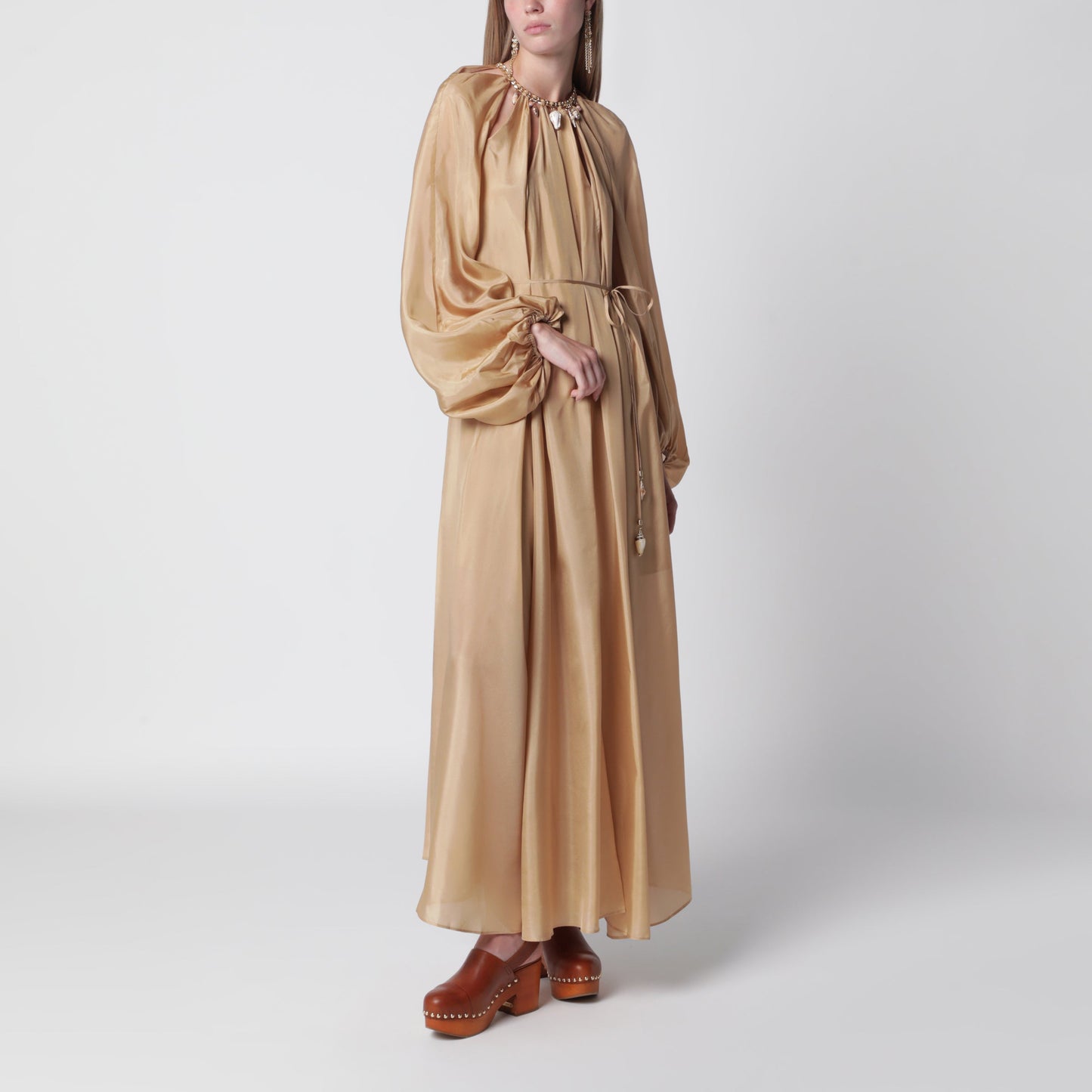 Zimmermann Mahon Maxi Dress In Silk Habotai Champagne Women ZIMMERMANN