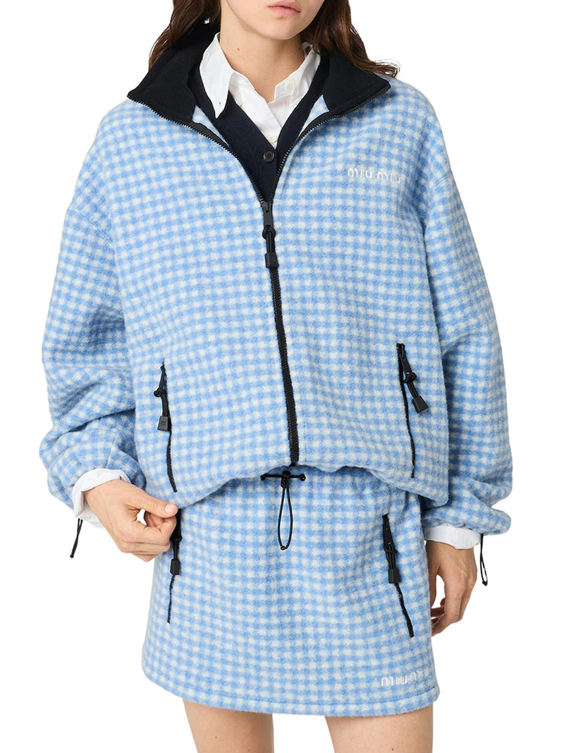 Miu Miu Women Gingham Fleece Miniskirt MIU MIU