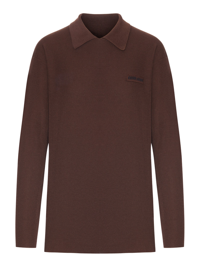 Miu Miu Women Ribbed Wool Polo Sweater MIU MIU