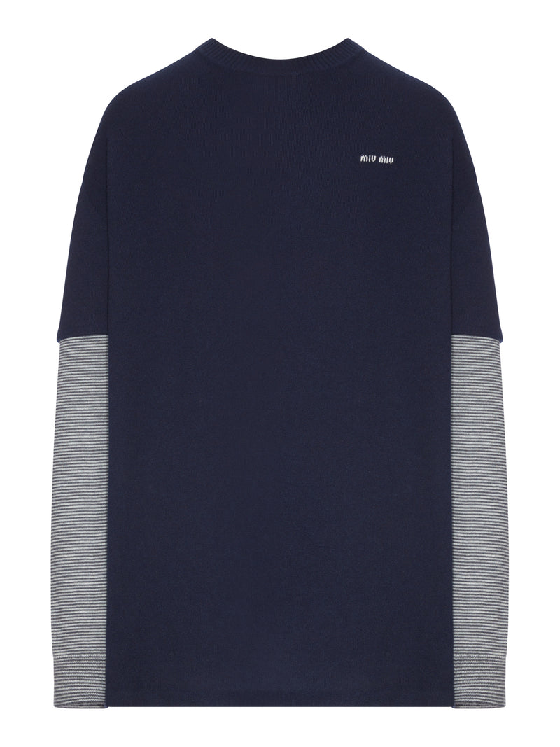 Miu Miu Women Layered Crew Neck Cashmere Sweater MIU MIU