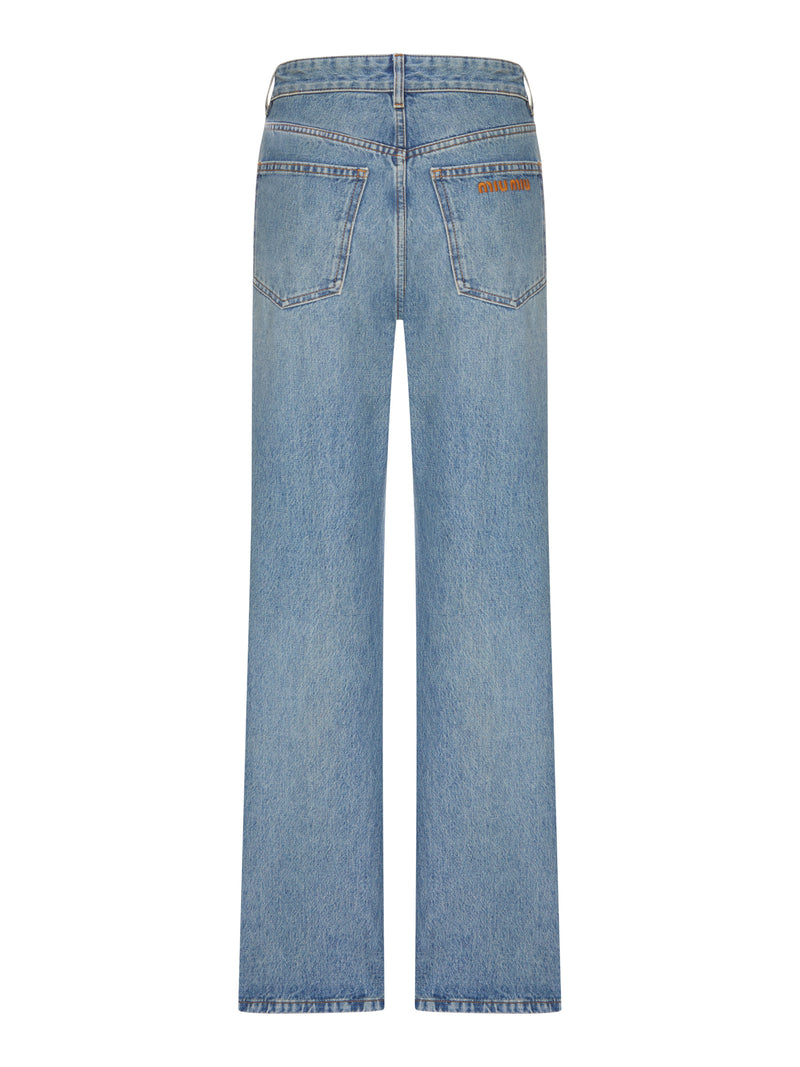 Miu Miu Women Five Pocket Straight Leg Jeans MIU MIU