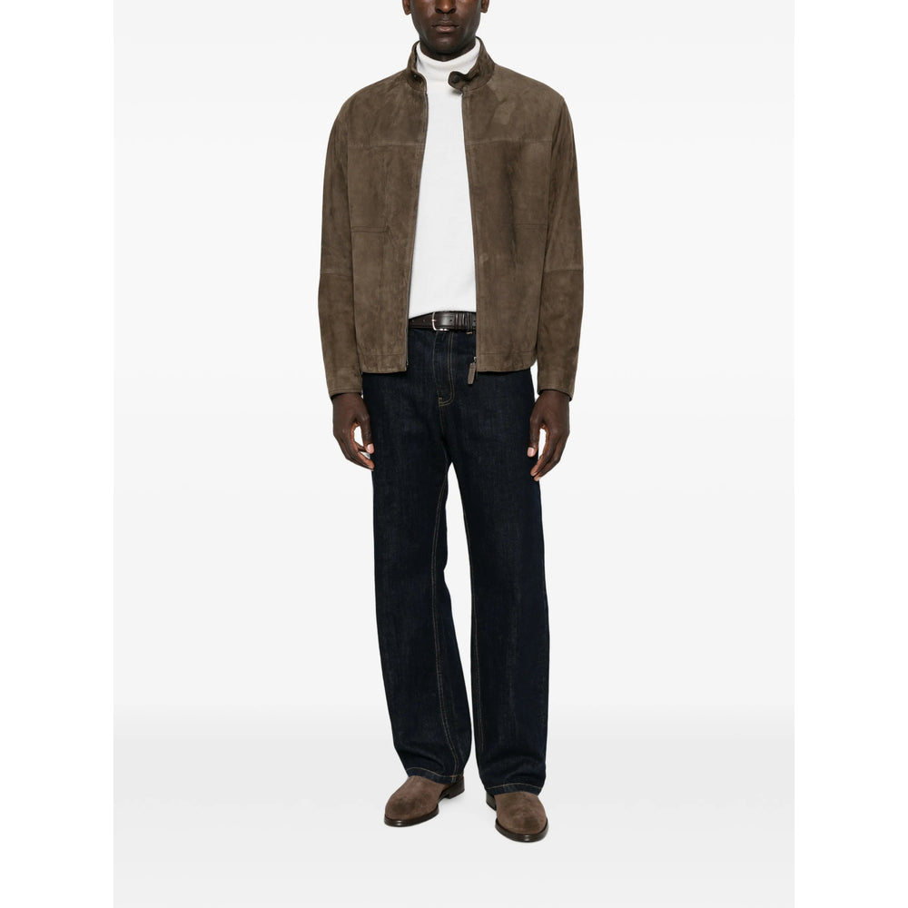 Brioni Brown Jackets - Leather Jackets Men BRIONI