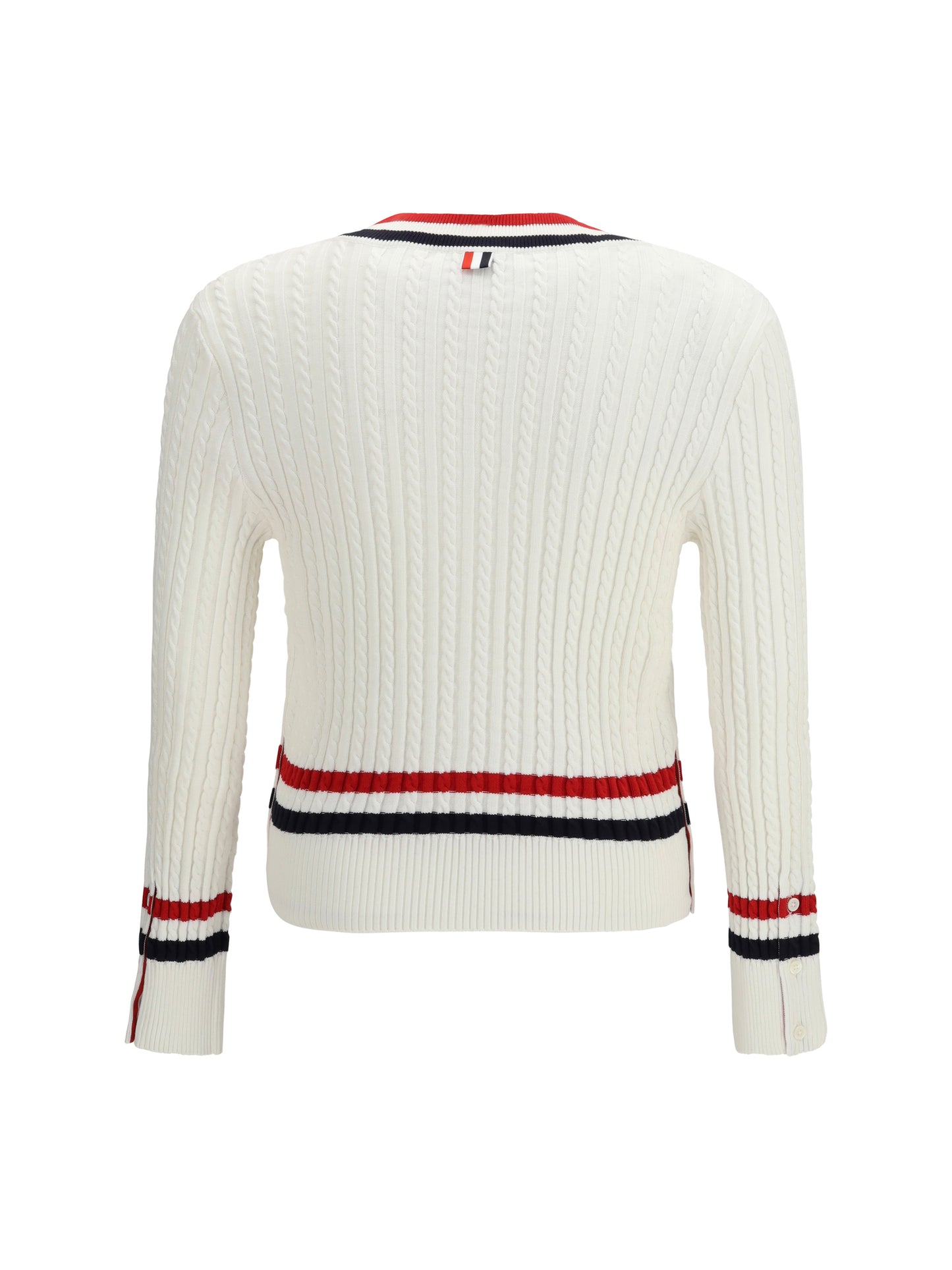 Thom Browne Men Intarsia Cable-Knit V-Neck Sweater THOM BROWNE