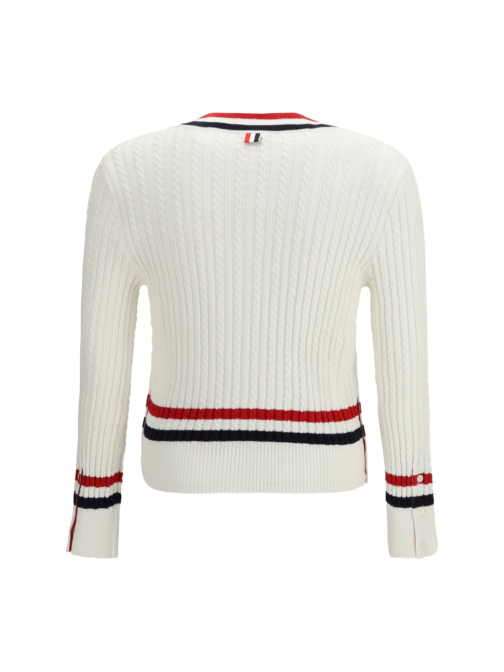 Thom Browne Men Intarsia Cable-Knit V-Neck Sweater THOM BROWNE