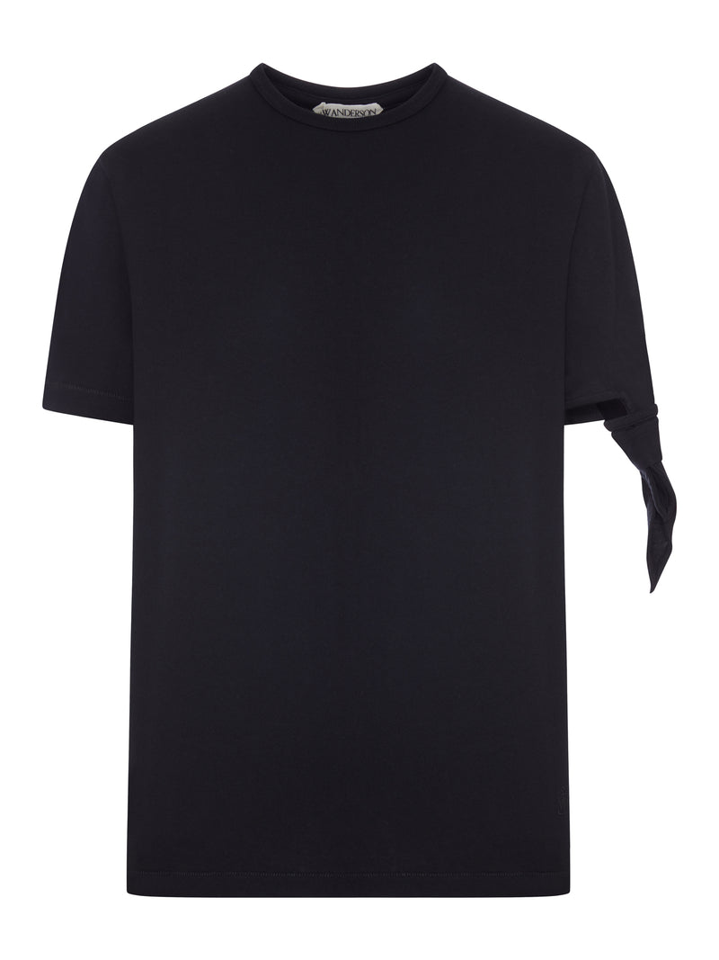 J.W.Anderson Women Black T-Shirt With Knotted Sleeves