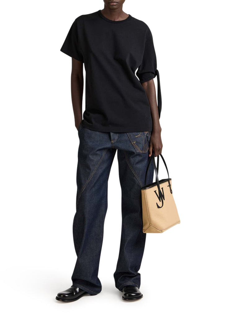 J.W.Anderson Women Black T-Shirt With Knotted Sleeves