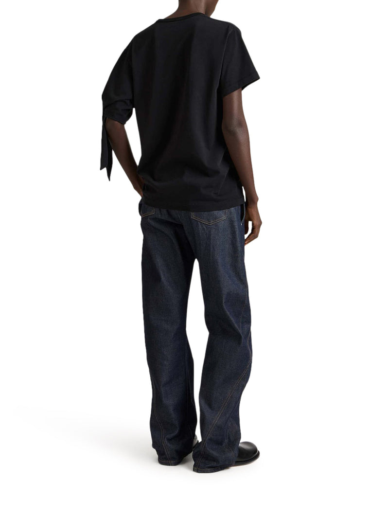 J.W.Anderson Women Black T-Shirt With Knotted Sleeves