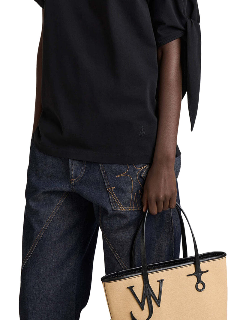 J.W.Anderson Women Black T-Shirt With Knotted Sleeves